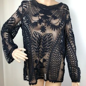 Beautiful black detailed sheer shirt